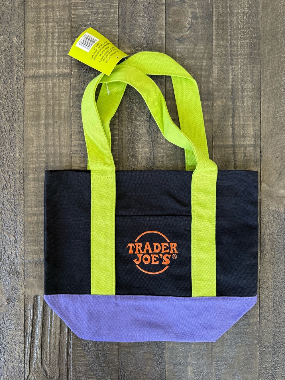 Trader Joe’s Viral BLACK & PURPLE Mini Tote Bag 13” Reusable NWT Limited Edition
